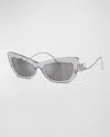 Dolce & Gabbana Dg Logo Acetate & Plastic Cat-eye Sunglasses In Transparent Grey