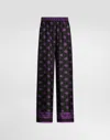 Dolce & Gabbana Dg Logo All-over Print Silk Vanity Pants