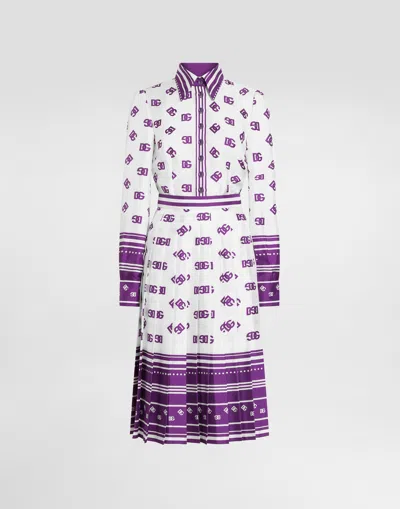 Dolce & Gabbana Dg Logo All-over Print Twill Shirt Dress