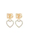 Dolce & Gabbana Dg Logo And Heart Stud Earrings In Gold