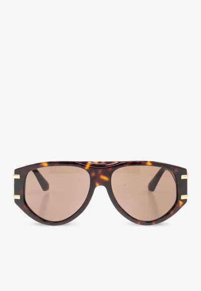 Dolce & Gabbana Dg Logo Aviator Sunglasses In Brown