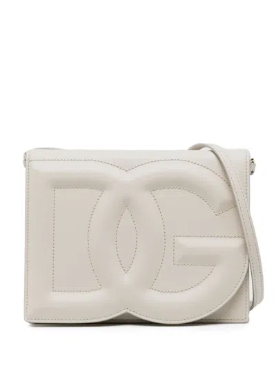 Dolce & Gabbana Dg Logo Leather Crossbody Bag In Sand
