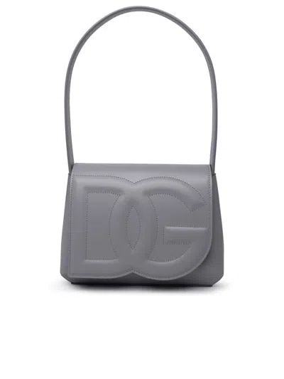 Dolce & Gabbana Woman  'dg Logo Bag' Shoulder Bag In Grey Calf Leather In Gray