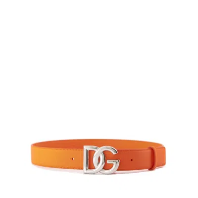 Dolce & Gabbana Dg Logo Belt In Orange