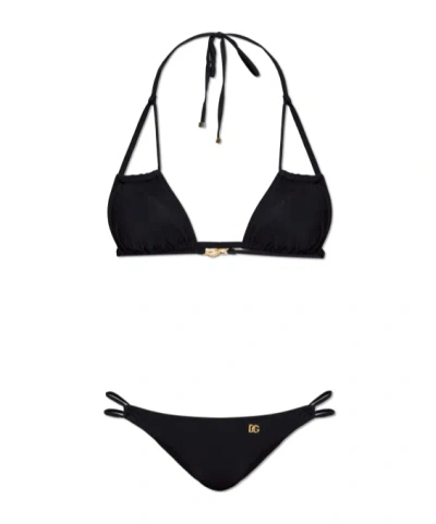 Dolce & Gabbana Dg Logo Bikini In Black