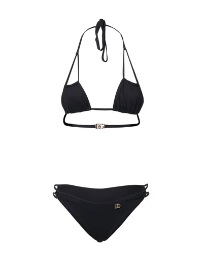 Dolce & Gabbana Dg Logo Bikini In Black