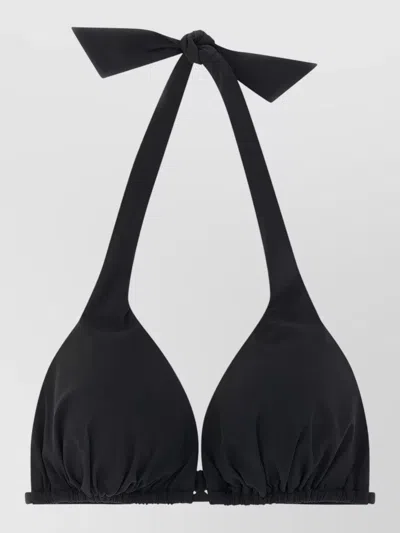 Dolce & Gabbana Dg Logo Bikini Top Halter Bow In Black