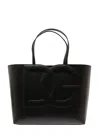 Dolce & Gabbana 'dg Logo' Black Medium Shopper In Leather Woman In Black