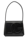 DOLCE & GABBANA DG LOGO' BLACK SHOULDER BAG IN 3D QUILTED LOGO DETAIL IN SMOOTH LEATHER