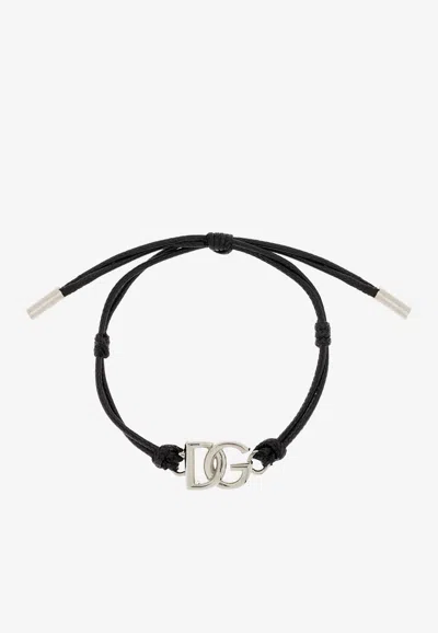 Dolce & Gabbana Dg Logo Brass Bracelet In Black