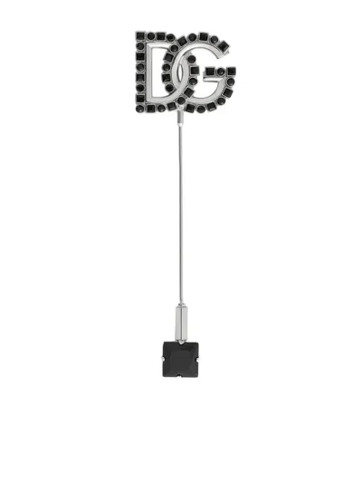 Dolce & Gabbana Dg Logo Brooch In Metallic