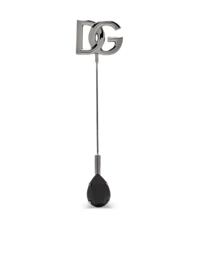 Dolce & Gabbana Dg-logo Brooch In Metallic