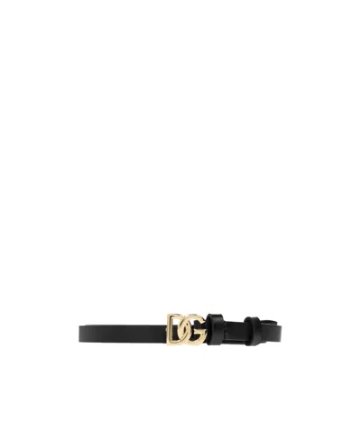 Dolce & Gabbana Dolce  Gabbana Dg Logo Buckle Belt In Black