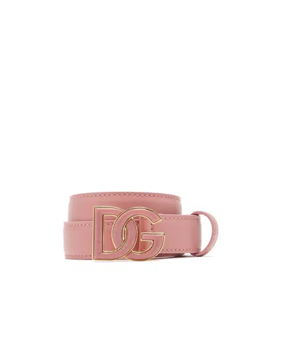 Dolce & Gabbana Dg Logo Buckle Belt In Pink