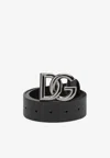 Dolce & Gabbana Dg Logo Buckle Leather Belt In Black