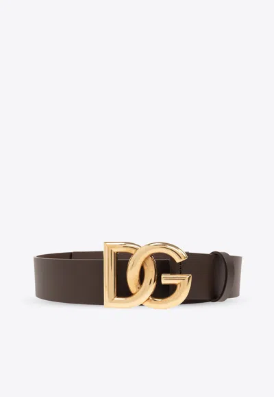 Dolce & Gabbana Dg Logo Buckle Leather Belt In Brown