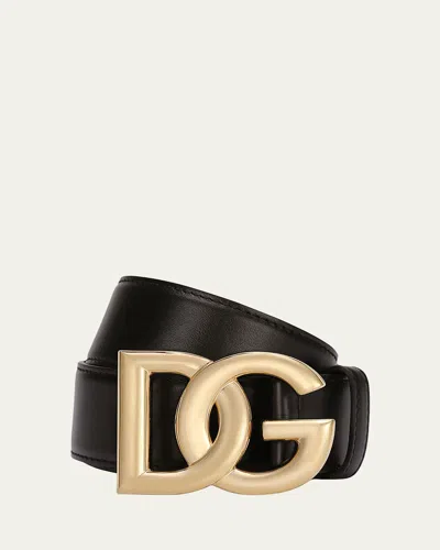 DOLCE & GABBANA DG LOGO BUCKLE LEATHER BELT