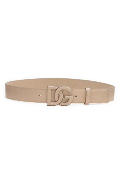 Dolce & Gabbana Dg Logo Buckle Leather Belt In Sabbia 3