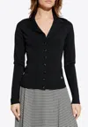 Dolce & Gabbana Dg Logo Button-up Knit Cardigan In Black