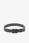 Dolce & Gabbana Dg Logo Calf Leather Belt In Gray