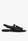 Dolce & Gabbana Logo-embossed Leather Slides In Black