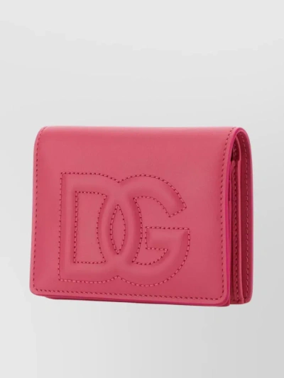 Dolce & Gabbana Dg Logo Calf Leather Wallet In Burgundy