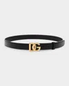 Dolce & Gabbana Calfskin Belt With Metal Dg Logo In Black