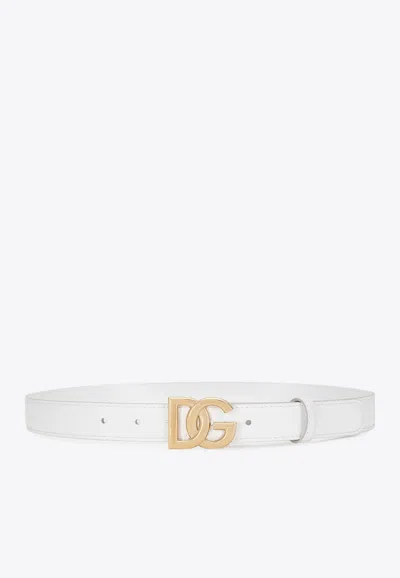 DOLCE & GABBANA DG LOGO CALFSKIN BELT