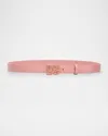 Dolce & Gabbana Dg Logo Calfskin Leather Belt In 80405 Rosa