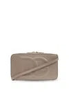 Dolce & Gabbana Small Dg Logo Leather Camera Bag In Gray