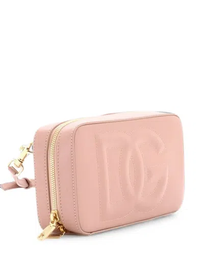 Pre-owned Dolce & Gabbana Dg Logo Camera Bag Leather Small Shoulder Bag In Pink