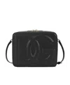 Dolce & Gabbana Black Crossbody Bag With Quilted Dg Logo In Leather Woman In Black