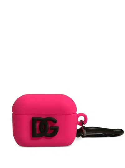 Dolce & Gabbana Dg Logo Carabiner Airpods Case In Pink