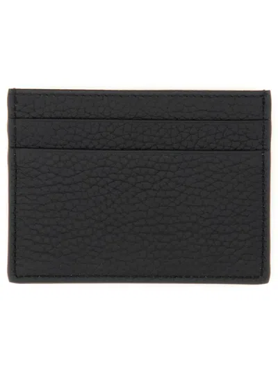 Dolce & Gabbana Logo Card Holder In Calfskin With Deer Print In Black