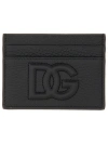 Dolce & Gabbana Small Zip-around Wallet In Calfskin With Raised Logo In Black