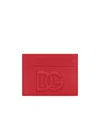 Dolce & Gabbana Logo-embossed Leather Cardholder In Red