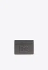 Dolce & Gabbana Small Zip-around Wallet In Calfskin With Raised Logo In Gray