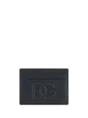 Dolce & Gabbana Small Zip-around Wallet In Calfskin With Raised Logo In Black