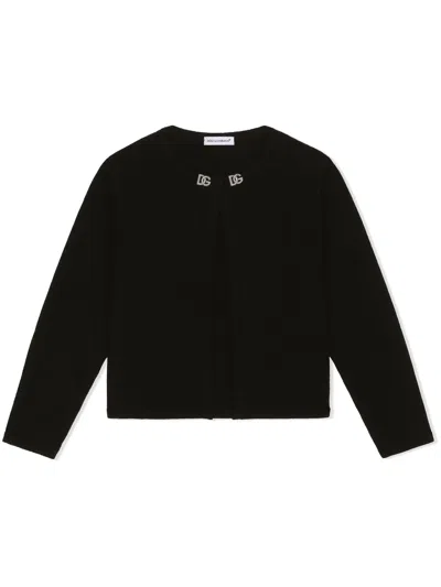 Dolce & Gabbana Kids' Dg Logo-branded Cashmere Top In Black