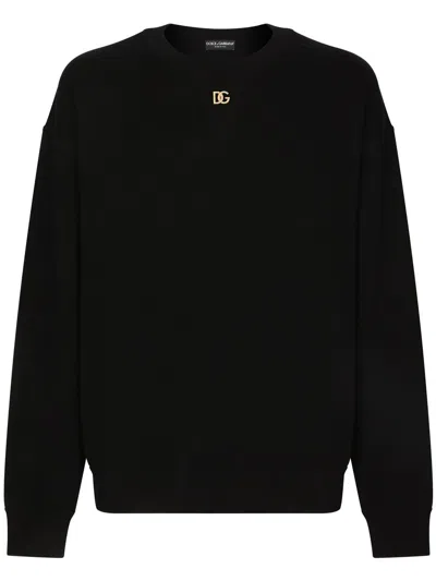 Dolce & Gabbana Logo-plaque Cashmere Jumper In Black