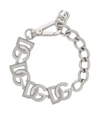 Dolce & Gabbana Bracelet With Dg Logos In Silver Palladium