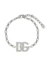 Dolce & Gabbana Logo-charm Chain Bracelet In Silver