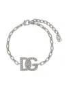 Dolce & Gabbana Logo-charm Chain Bracelet In Silver