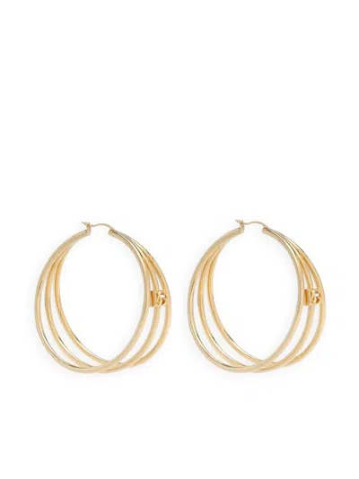 Dolce & Gabbana Dg Logo-charm Multi-hoop Earrings In Gold