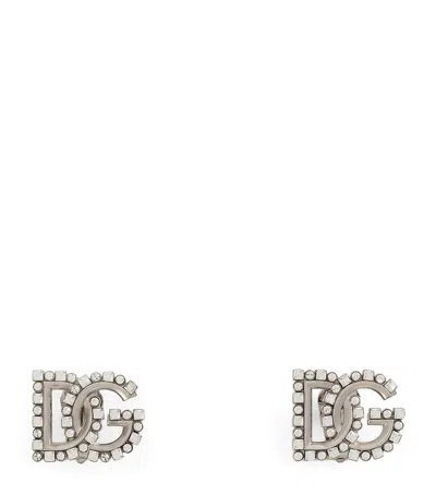 Dolce & Gabbana Dg Logo Clip-on Earrings In Metallic
