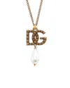 Dolce & Gabbana Faux-pearl Dg Logo Pendant Necklace In Gold