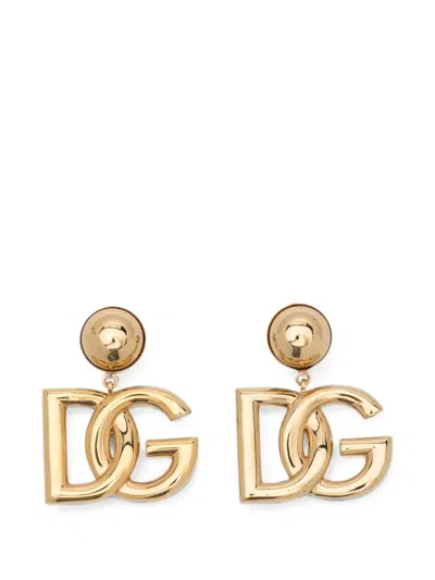 Pre-owned Dolce & Gabbana Dg Logo Clip-on Earrings In Gold