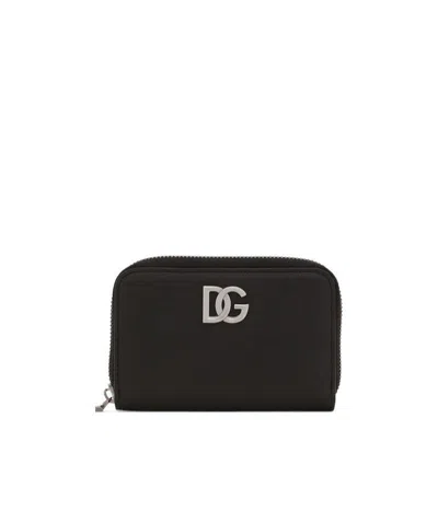 DOLCE & GABBANA DOLCE  GABBANA LOGO PLAQUE ZIPPED COMPACT WALLET