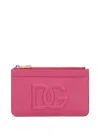 Dolce & Gabbana Medium Dg Logo Zip Cardholder In Calf Leather