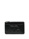 Dolce & Gabbana Black Leather Wallet With Embossed Logo In Black